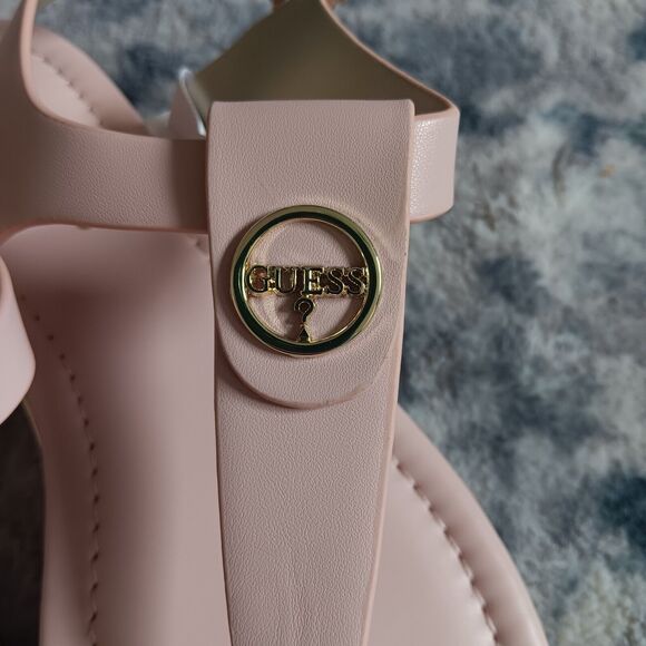 Guess Caramel T-Strap Sandal In Light Pink Size 5 - Picture 3 of 6